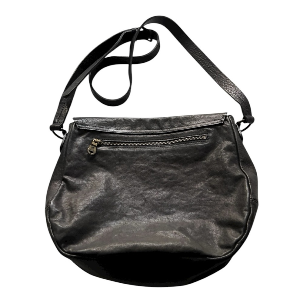 Johnny Farah crossbody medium size adjustable shoulder strap black leather bag - Picture 2 of 16